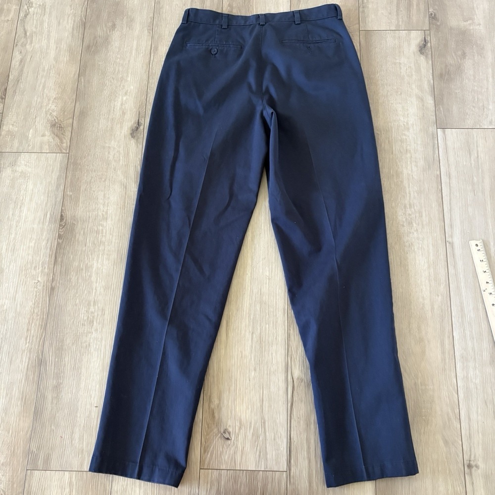 LL Bean Mens Classic Fit Blue Chino Flat Front Pants Size 33x34 Preppy Office - Picture 7 of 8